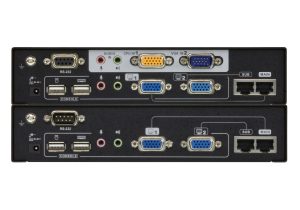 USB VGA Dual View Cat 5 KVM Extender with Deskew (1280 x 1024@300m)